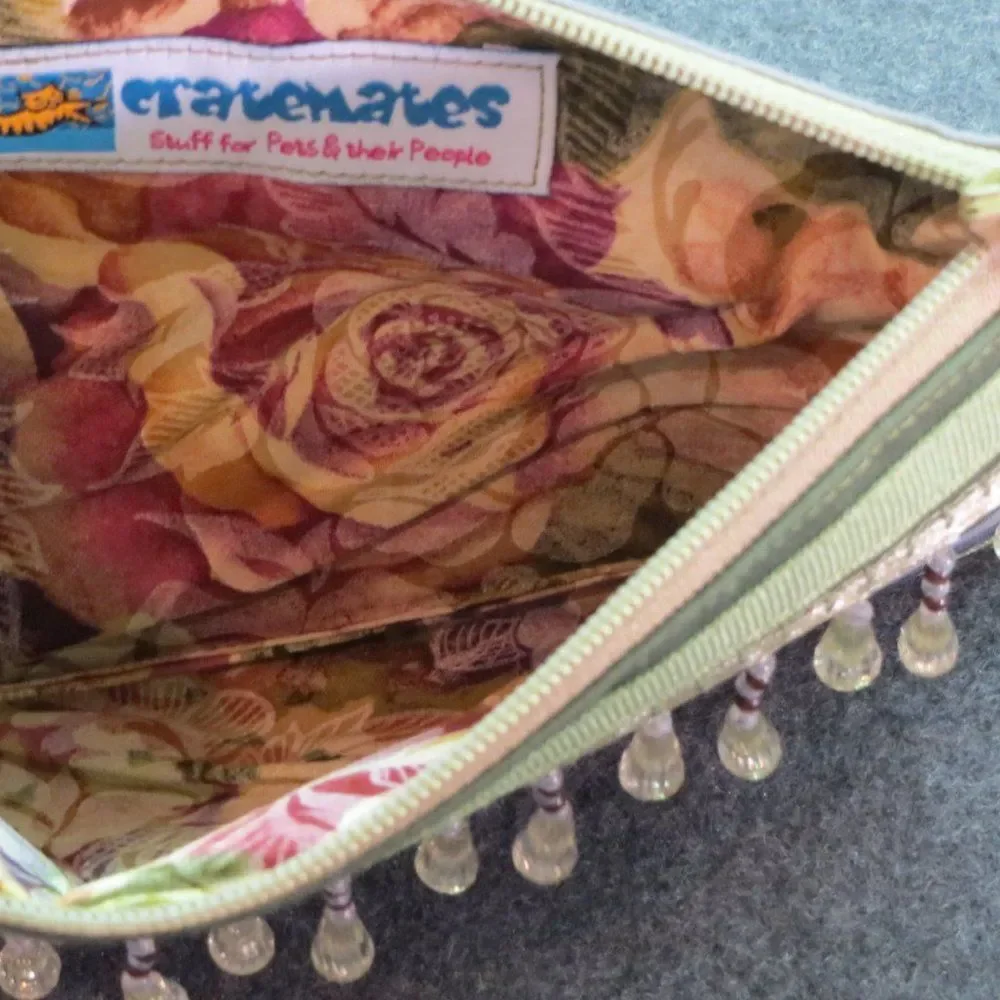 Set of 2 Beaded Cosmetic Zippered Makeup Bag Mini-Tote NEW